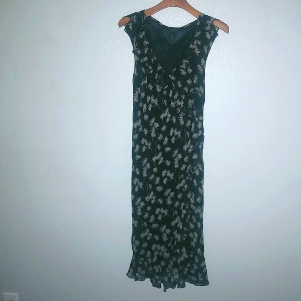 The Limited 6 Silk Black Dandelions Lined Maxi Dress